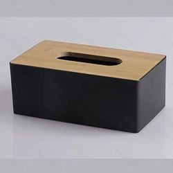 TEMU Large Capacity Wooden Square Tissue Box Holder - 1pc Plastic Rectangular Tissue Storage For Bathroom, Living Room, Bedroom Countertop, Home Decor Accessories, Halloween, Christmas Decoration