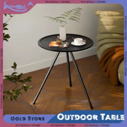 Portable Picnic Outdoor Table with Adjustable Legs Casual Style Camping Round Table for Indoor/Outdoor Garden Mini Coffee Tables