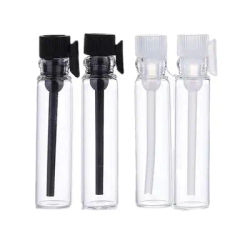 20PCS 1ML 2ML Clear Mini Sample Cute Glass Travel Oil Perfume Bottle with Drop& Spray Empty Sample Bottle for Essential Oils