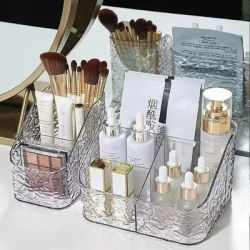Makeup Brush Storage Organizer Clear Skincare Organiser for Vanity Storage Box for Lipstick Cosmetic Organizer Perfume Holder