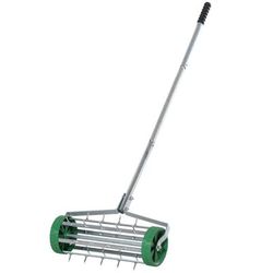 TEMU Garden Rolling Lawn Aerator Heavy Duty Steel Grass Roller W/ Adjustable Handle, Durable Galvanized Metal Tubing, Adjustable , Rotating Nails For Ground Penetration