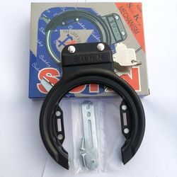 TEMU 1pc Heavy-duty Horseshoe Bike Lock For Road Bicycles - Fully Enclosed Steel Pipe Design With 2 Keys, Black Painted Anti-theft Cycling Security Lock