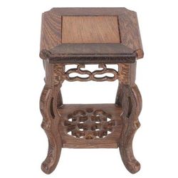 TEMU 1pc Rustic Wooden Plant Stand Holder - Rectangular Cubby Shelf For Indoor & Outdoor Use, Multipurpose Base Rack For Garden Patio, No Electricity Or Battery Needed
