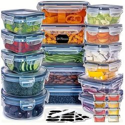 TEMU 24pcs Kitchen Storage Container Set - Microwave Safe, Leakproof & Shatterproof With Labels & Marker Pen - Meal Prep & Food Organization, Storage Container Set, Microwave Safe, Meal Prep, Airtight