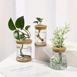 TEMU 3pcs Hydroponic Plant Vases - Soilless Growing Pots With Lids, Abs Plastic Indoor/outdoor Planter For Herbs, Succulents, Small Plants, Bohemian & Home Decor, Flower Pots