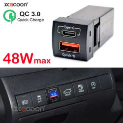 For Toyota Corolla RAV4 Camry 24V 12V 48W Type-C PD USB Chargers QC 3.0 Car Power Adapter Ports Interior Quick Charging Socket