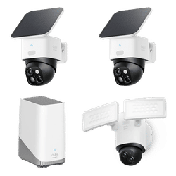 SoloCam S340 (2-Pack) + Floodlight Camera E340 + eufy HomeBase S380 bundle