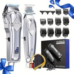 TEMU Professional Hair Clippers And Trimmers Set For Men Rechargeable, Cordless, Led Display, 0 Gapped Bread Trimmer, Gift Set For Father's Day Gift