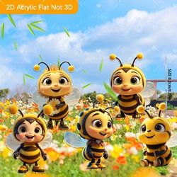 TEMU 2d Flat, 5pcs Cute Acrylic Garden Decor Outdoor Ornaments, Suitable For Gardens, Lawns, Potted Courtyards And More Decoration Stakes, Gift, 2d Flat