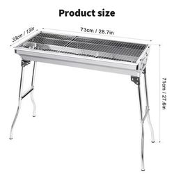 TEMU Large Stainless Steel Folding Camping Grill, Outdoor Rack, Portable Barbecue Furnace, Grill Kit For Camping, Hiking & Picnics, Durable Garden & Lawn Cooking Equipment
