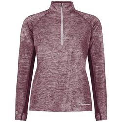 Holloway 222774 Athletic Women's Electrify 1/2 Zip Pullover Powered by Coolcore Top in Maroon Heather size Medium | Polyester/Elastane