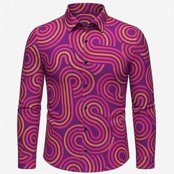 Retrò Vintage Anni '70 Camicia Disco Geometrico Costume Per uomo Halloween Carnevale Parata dell'Orgoglio Mese dell'orgoglio Festival Adulti Camicia
