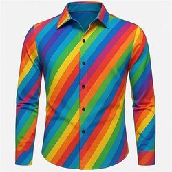 Retrò Vintage Anni '70 Camicia LGBTQ Arcobaleno Costume Per uomo Halloween Carnevale Parata dell'Orgoglio Mese dell'orgoglio Festival Adulti Camicia