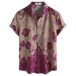 Retrò Vintage Boho Anni '70 Camicia Camicie hawaiane Hippie Floreale Costume Per uomo Halloween Carnevale Festival Musicale Vacanza al Mare Festa a tema retrò Adulti Camicia