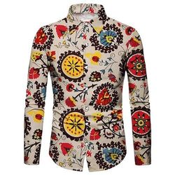 Retrò Vintage Boho Anni '70 Camicia Taglie Forti Hippie Etnico Suzani Costume Per uomo Halloween Carnevale ballo di strada Festa a tema retrò Festival Adulti Camicia