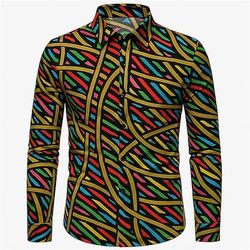 Retrò Vintage Anni '70 Camicia LGBTQ Arcobaleno Costume Per uomo Halloween Carnevale Parata dell'Orgoglio Mese dell'orgoglio Festival Adulti Camicia