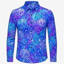 Anni '70 Camicia Disco Psichedelico Costume Per uomo Halloween Carnevale Parata dell'Orgoglio Mese dell'orgoglio Festival Adulti Camicia