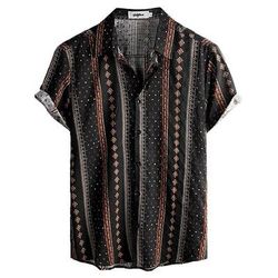 Retrò Vintage Boho Anni '70 Camicia Camicie hawaiane Hippie Tribale Etnico Costume Per uomo Halloween Carnevale Festival Musicale Vacanza al Mare Festa a tema retrò Adulti Camicia