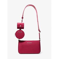 Michael Kors Jet Set Small Saffiano Leather Crossbody Bag with Case for Apple Airpods Pro® Red One Size