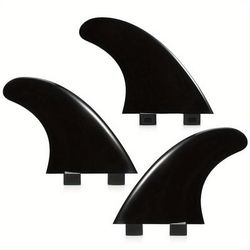 TEMU 3pcs G5 Surfboard Fins - Medium Size, Nylon, Fit For Sup & Paddle Boards - Black