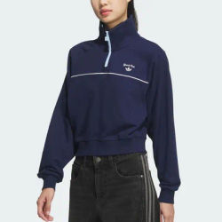 Adidas Official Authentic Three Stripes Women's Sports Half-Zip Sweatshirt JM8013