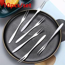 TEMU 10pcs Stainless Steel Fruit & Dessert Forks - Modern, Reusable Salad & Cake Forks For Home And Restaurant Use