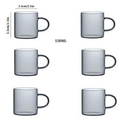 TEMU 6pcs Small Capacity Glass Cups With Handles, High Borosilicate Heat-resistant Tea And Juice Glass Mugs For Home Use, Reusable And Dishwasher Safe