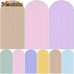 Mocsicka Solid Color Stripe Arch Covers Backdrop Elastic Double-Faced Pink Blue Wedding Birthday Arched Backgrounds Party Decors