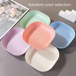 TEMU 5/10pcs Square Plates, Portable Food Plate Set, Durable Plastic, For Outdoor, Snack And Breakfast