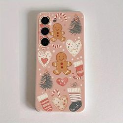 TEMU Christmas Tree Gingerbreadman Stocking Heart Pattern Phone Case S22/s22+/s22 Ultra/s23/s23+/s23 Fe/s23 Ultra/s24/s24 Plus/s24 Ultra /a32/a35/a15/a53/a54/a51/a55/ A33/a14/a05s, Protective Cover