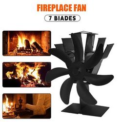 TEMU Fireplace Fan | 7-blade Aluminum Alloy Heat Powered Stove Fan | , Space-saving Design | No Electricity Needed | Enhances Heating For Living Room