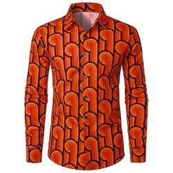 Retrò Vintage Anni '70 Camicia Disco Geometrico Psichedelico Costume Per uomo Halloween Carnevale Festival Musicale Parata dell'Orgoglio Mese dell'orgoglio Adulti Camicia