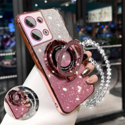 New Glitter Plating Case For Oppo Reno 13 Reno13 13F Reno 12 12F Reno12 F Pro Crystal Bracelet For Magsafe Phone Holder Cover