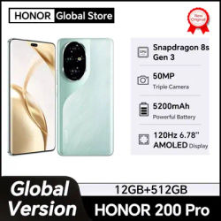 New HONOR 200 Pro Global Version 6.78 Inches 5G Smartphone Snapdragon 8s Gen 3 120Hz AMOLED Display 50MP Camera 100W SuperCharge