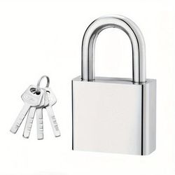 TEMU 1 Stainless Steel Padlock With 4 Keys - Rustproof And Waterproof, Double Hole Drainage, Ideal For Dorms, And , Security Padlock|modern Padlock Design|durable Padlock