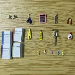 TEMU 19pcs 1/12 Scale Dollhouse Stationery Set, Doll Accessory Mini Notebook Pin Model