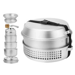Outdoor Alcohol Stove Set, Multifunctional Aluminum Alloy Kettle, Portable Set for Windproof Picnic During Camping and Travel