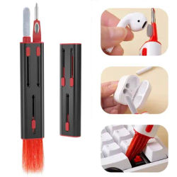 Kit de brosses de nettoyage multiples 3 en 1, extracteur de capuchons de touches, nettoyeur d'écouteurs pour Airpods Pro, étui pour écouteurs Bluetooth, outils de nettoyage de clavier
