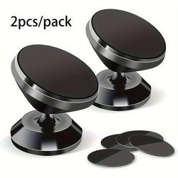 TEMU Pair Of Magnetic Car Phone Holders, Strong Magnet, With 4 Metal Plates, Dashboard 360° Rotation And Full-body View, Adjustable Magnetic Phone Holder