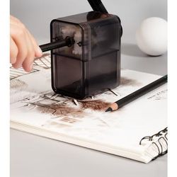 TEMU Black Manual Pencil Sharpener With Transparent Compartment - Easy-to-use Hand Crank For Daily Writing & Drawing, For Office Or School Use, Drawing Pencils | Sturdy Construction