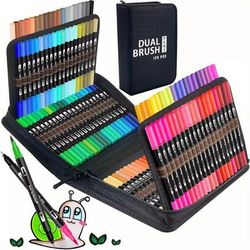 TEMU 120 Colors Dual Tip Brush Pens Felt Tip Pens Coloring Pens For Adults