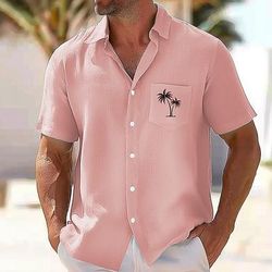 Per uomo Albero di Cocco Piante Tropicali Camicia Camicia hawaiana estiva Camicia con Bottoni Manica Corta Hawaiano Resort All'aperto Vacanza Ferie Estate Collo ripiegato Stampa 3D Camicia tipo lino