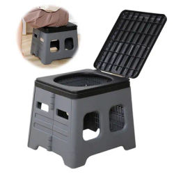Portable Camping Toilet with Lid Portable Folding Toilet Multifunctional Foldable Outdoor Camp Toilet for Camping Travel