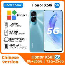 Honor X50i 5g SmartPhone 6.7inch Screen 256GB ROM CPU Dimensity 6020 90Hz Android 4500mAh battery 100MP Camera used phone