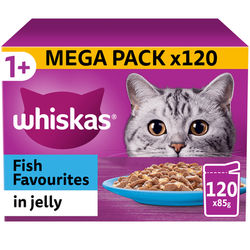 TEMU 120 X 85g Whiskas 1+ Fish Favourites Mixed Adult Wet Cat Food Pouches