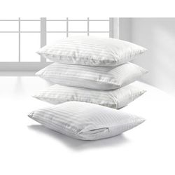 TEMU K&a® Satin Stripe Pillow Protectors Zippered White Pillowcases - 100% Brushed Microfiber Hotel Quality Pillow Covers