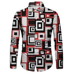 Retrò Vintage Anni '70 Camicia Disco Geometrico Psichedelico Costume Per uomo Halloween Carnevale Festival Musicale Parata dell'Orgoglio Adulti Camicia