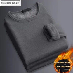 Winter Men's Thickening Velvet Warm Tops Men's Winter Long-sleeved Thermal Underwer Male Round Neck