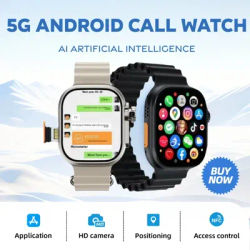 Ultra AI3 nouveau 4G tous les réseaux Android smartwatch 2.2''448*528 AMOLED 32 256GB stockage carte SIM AI santé 180 ° caméra rotative