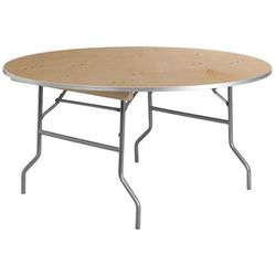 MoTak M097 60" x 30"H Round Banquet Table w/ Birchwood Top - Folding